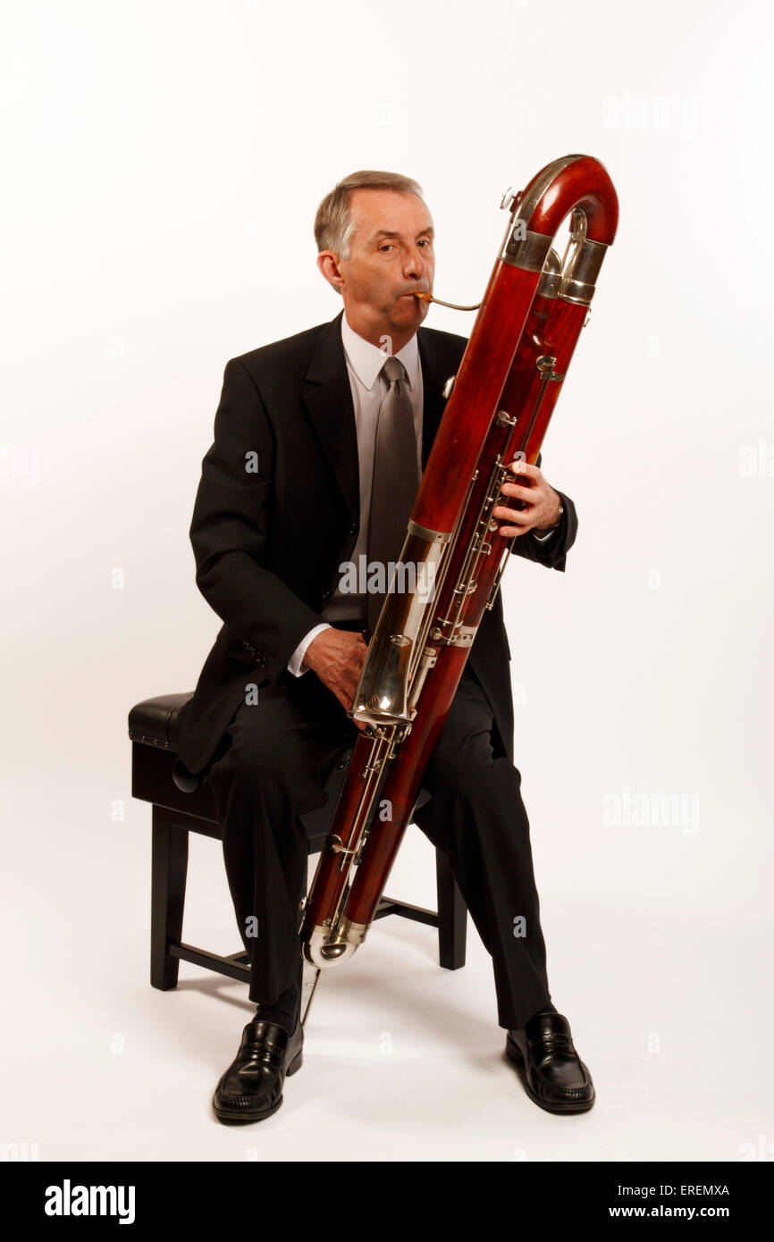 Contra Bassoon made by Heckel, in playing position Stock Photo Alamy