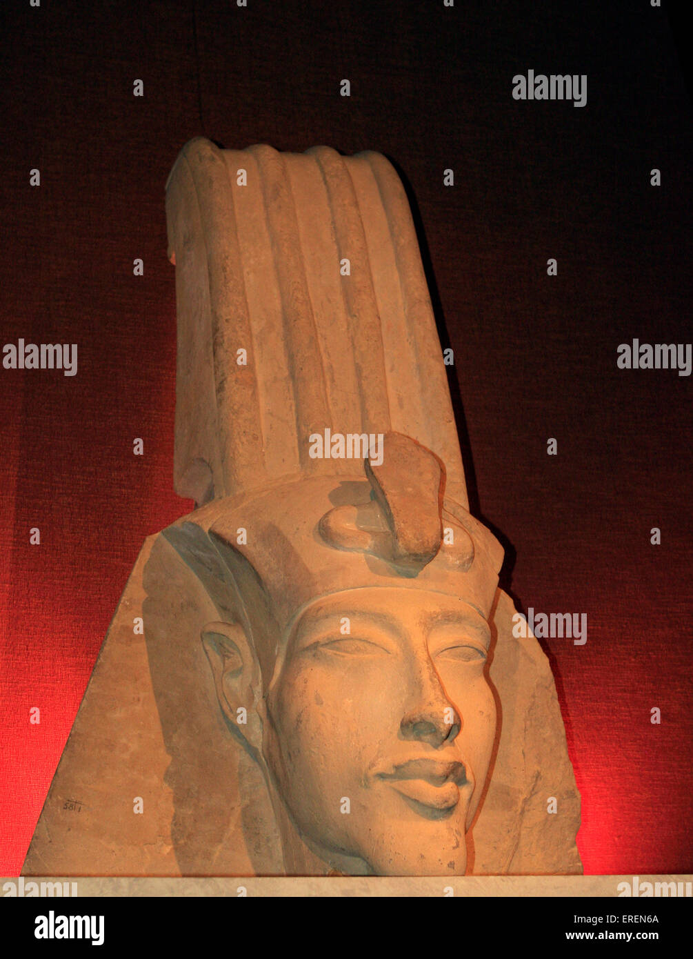 Head of a Colossal Statue of Amenhotep IV (Akhenaten), Reign of Amenhotep IV (Akhenaten) (1353-1336 BCE), Sandstone, Karnak, Stock Photo
