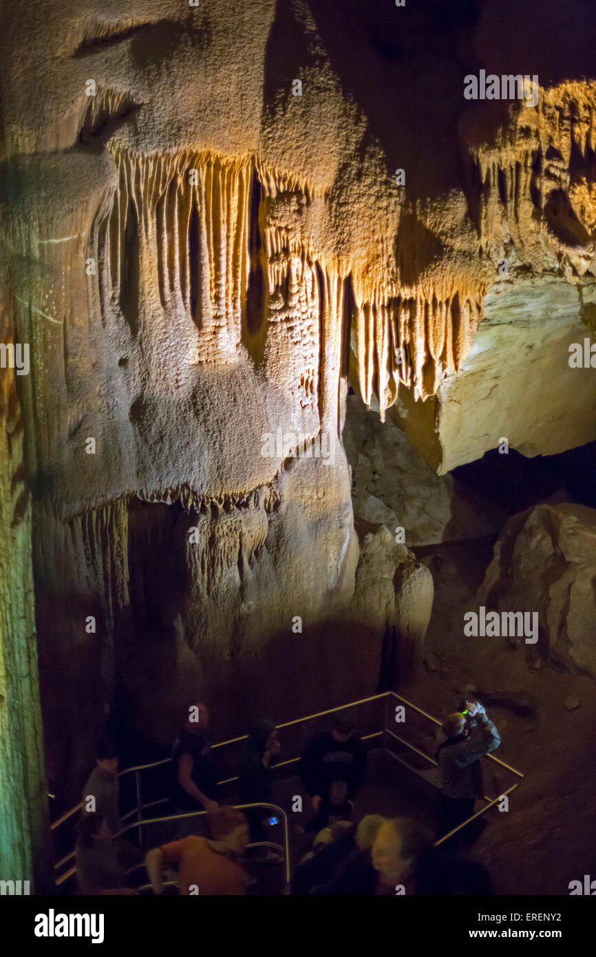 Mammoth Cave National Park, Kentucky A group tours the Frozen Niagara