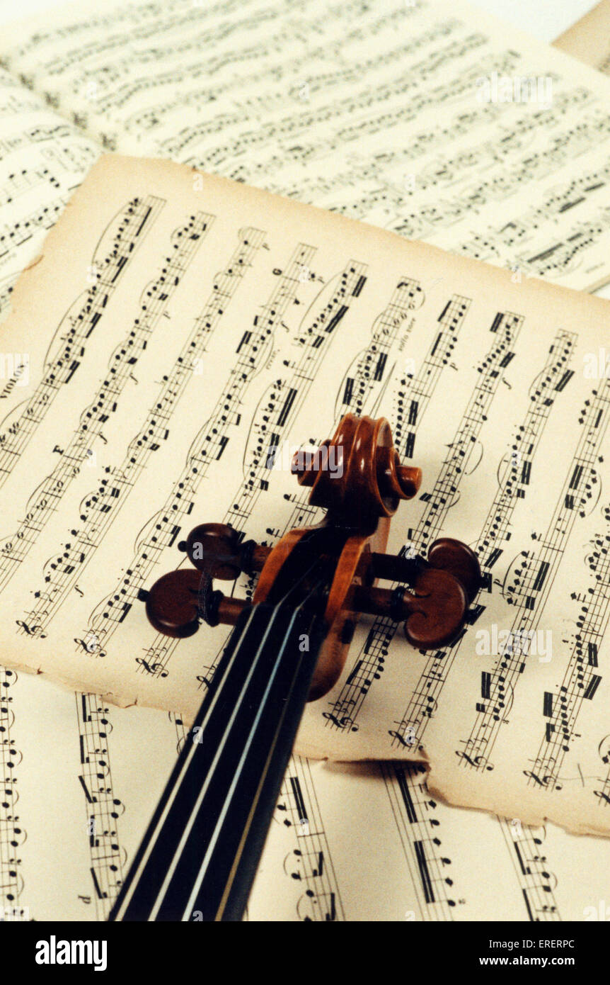 INSTRUMENTS. STRING. VIOLIN neck, scroll and pegs by C. Stock Stock ...