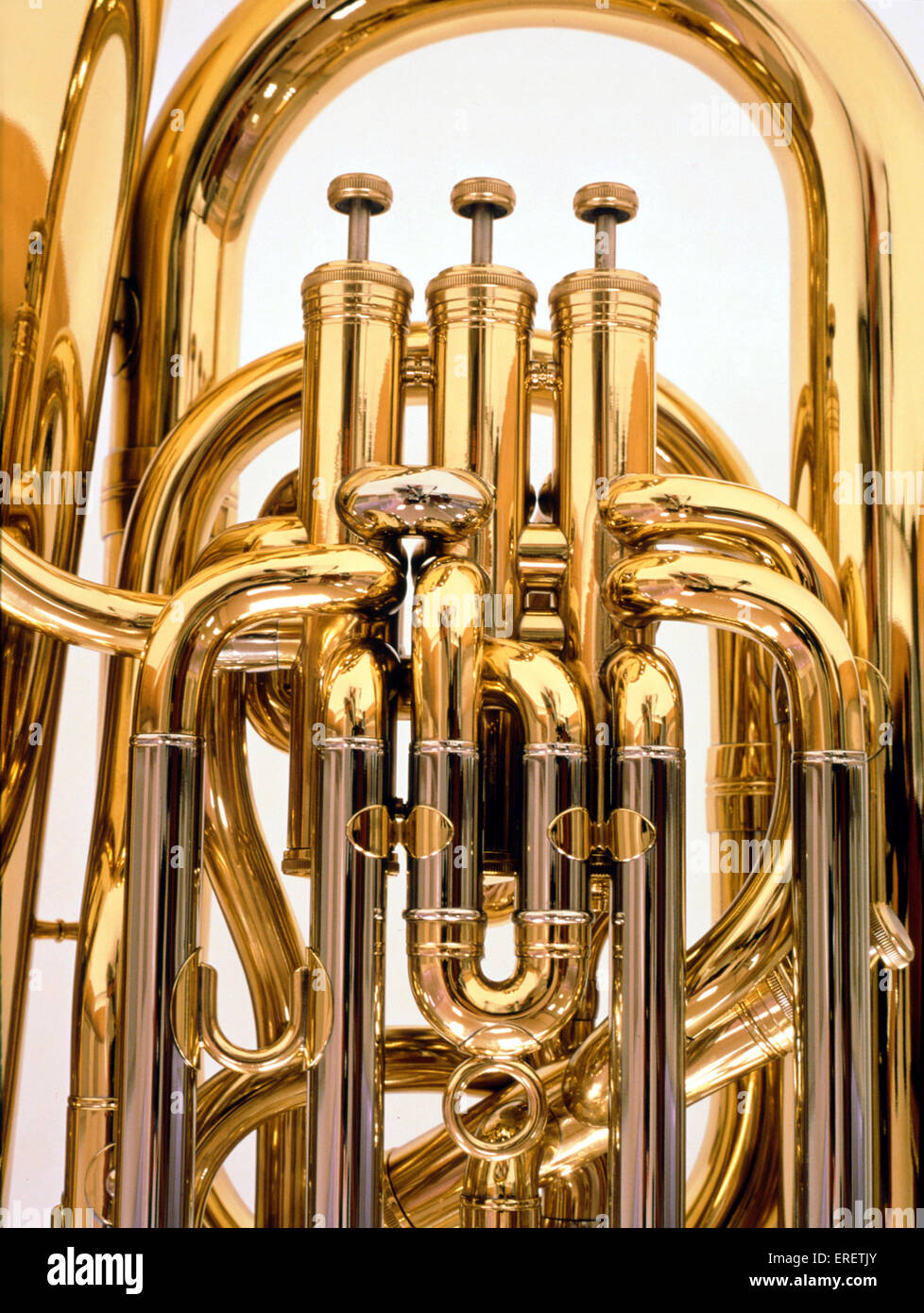 Tuba detail showing valves Stock Photo