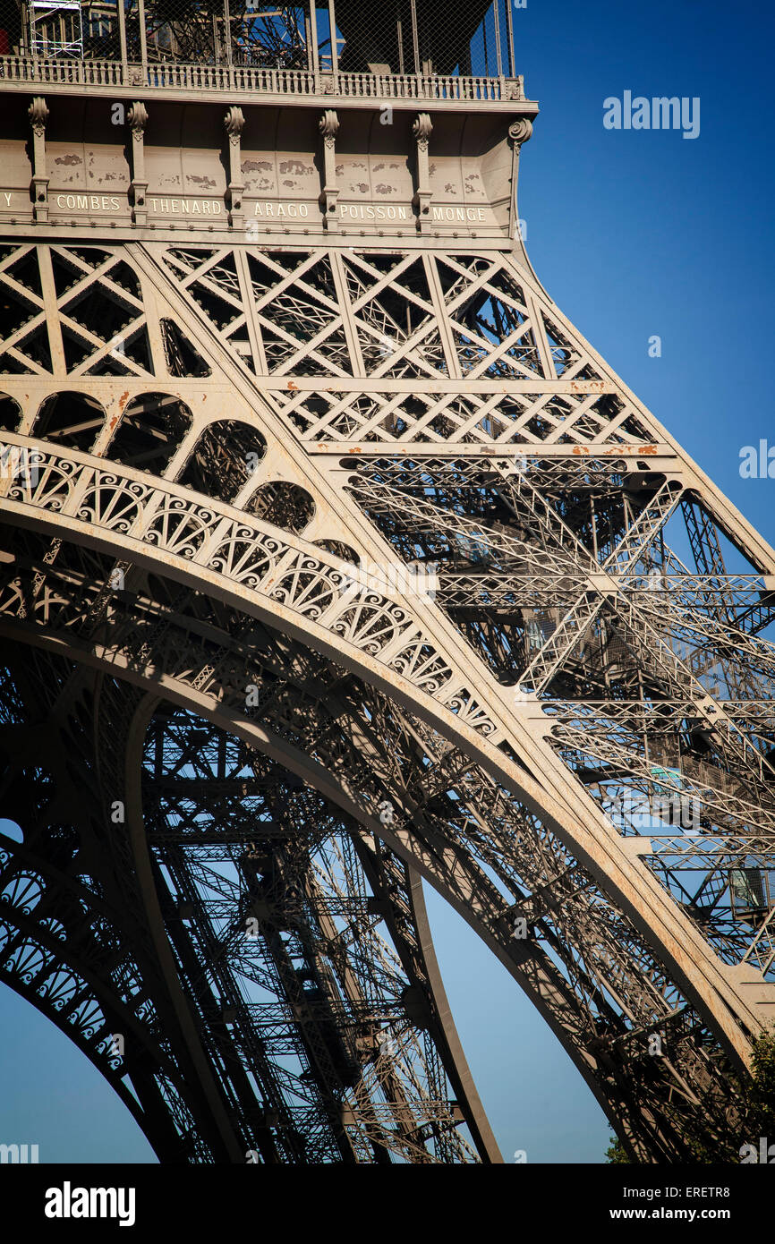 The Eiffel Tower steel structure. Paris, France Stock Photo
