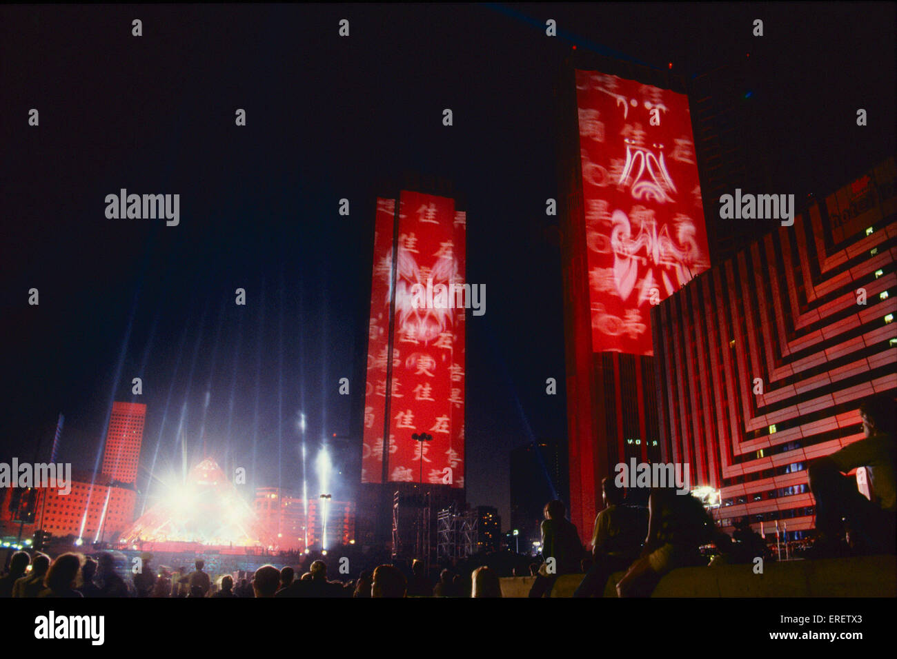Spectacular concert given by French musician Jean-Michel Jarre at La Défense,  Paris. Bastille Day, 14 July 1990 Stock Photo - Alamy
