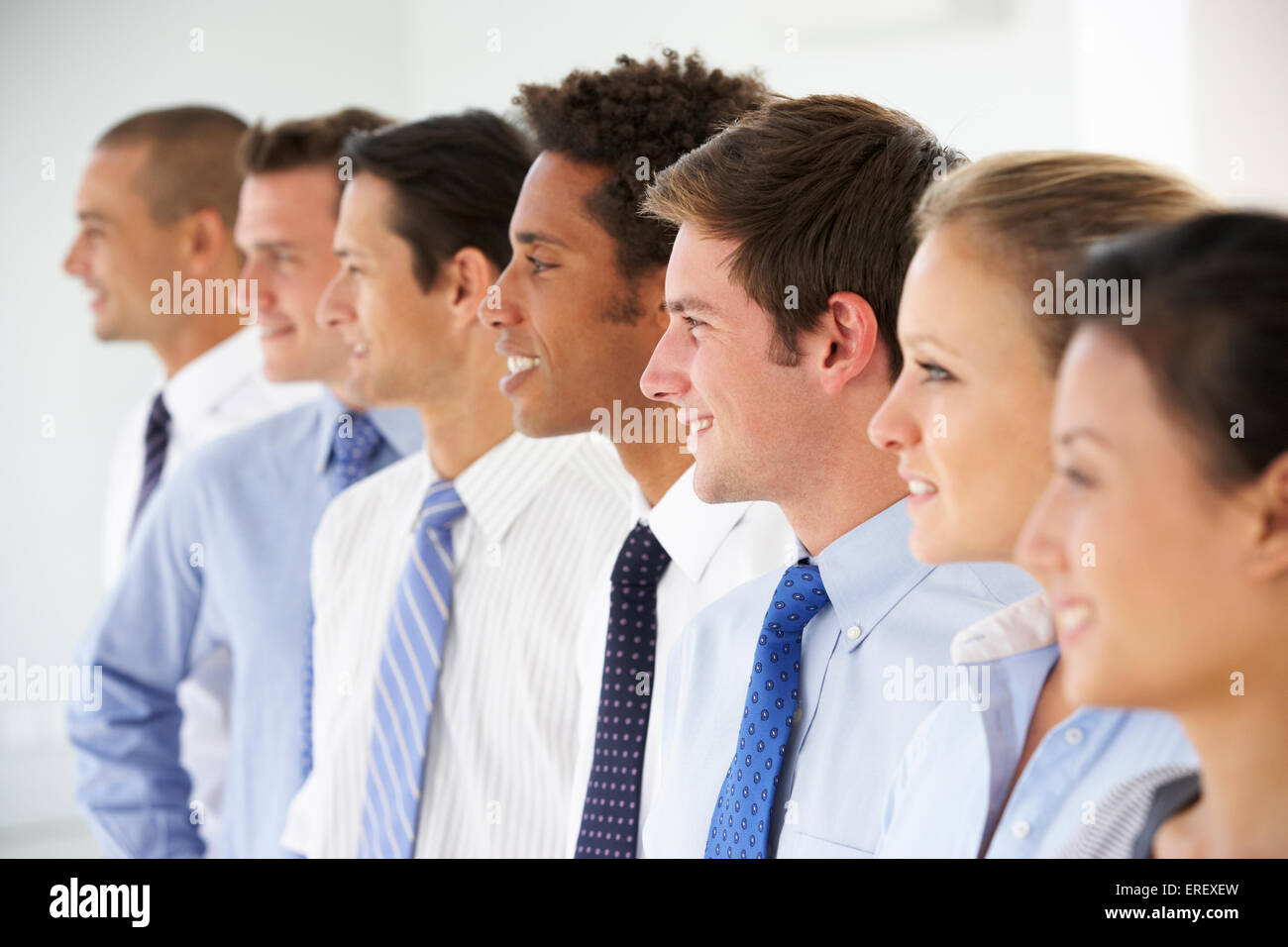 Line Of Happy And Positive Business People Stock Photo