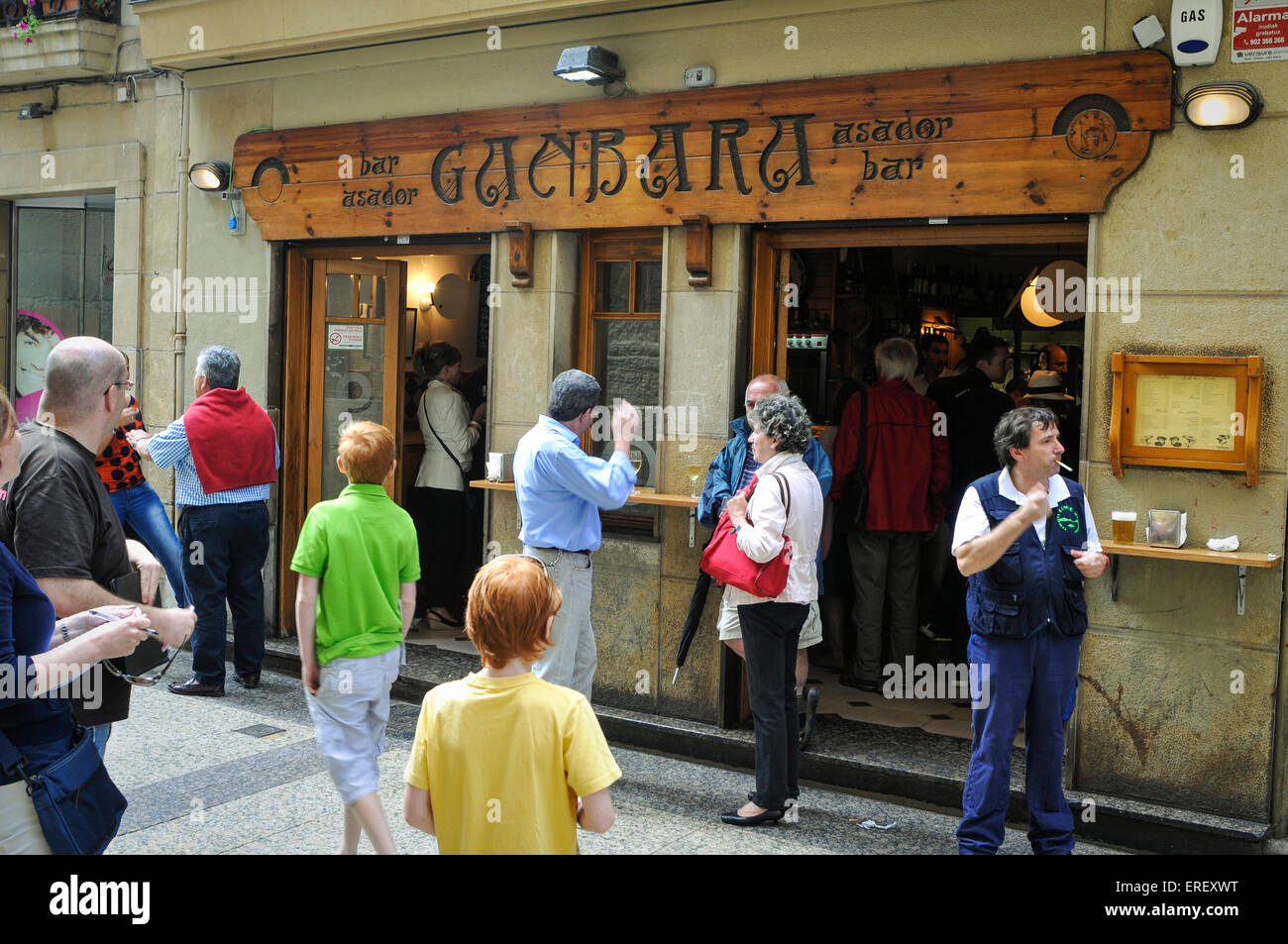 One of the famous Tapas (Pintxo) bars in the old town Parte Vieja of San Sebastian Spain Stock Photo
