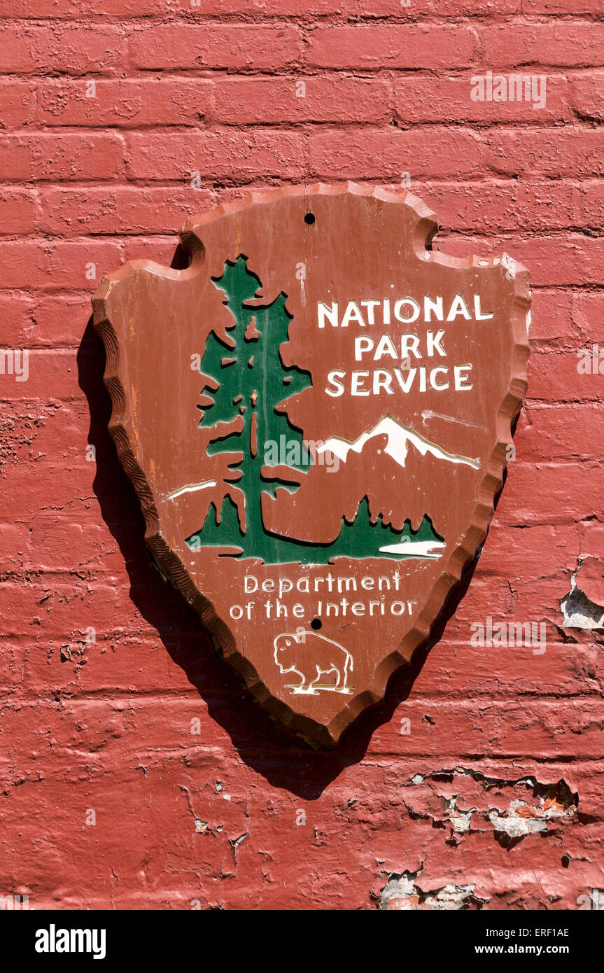 Close up of the National Park Service shield Stock Photo