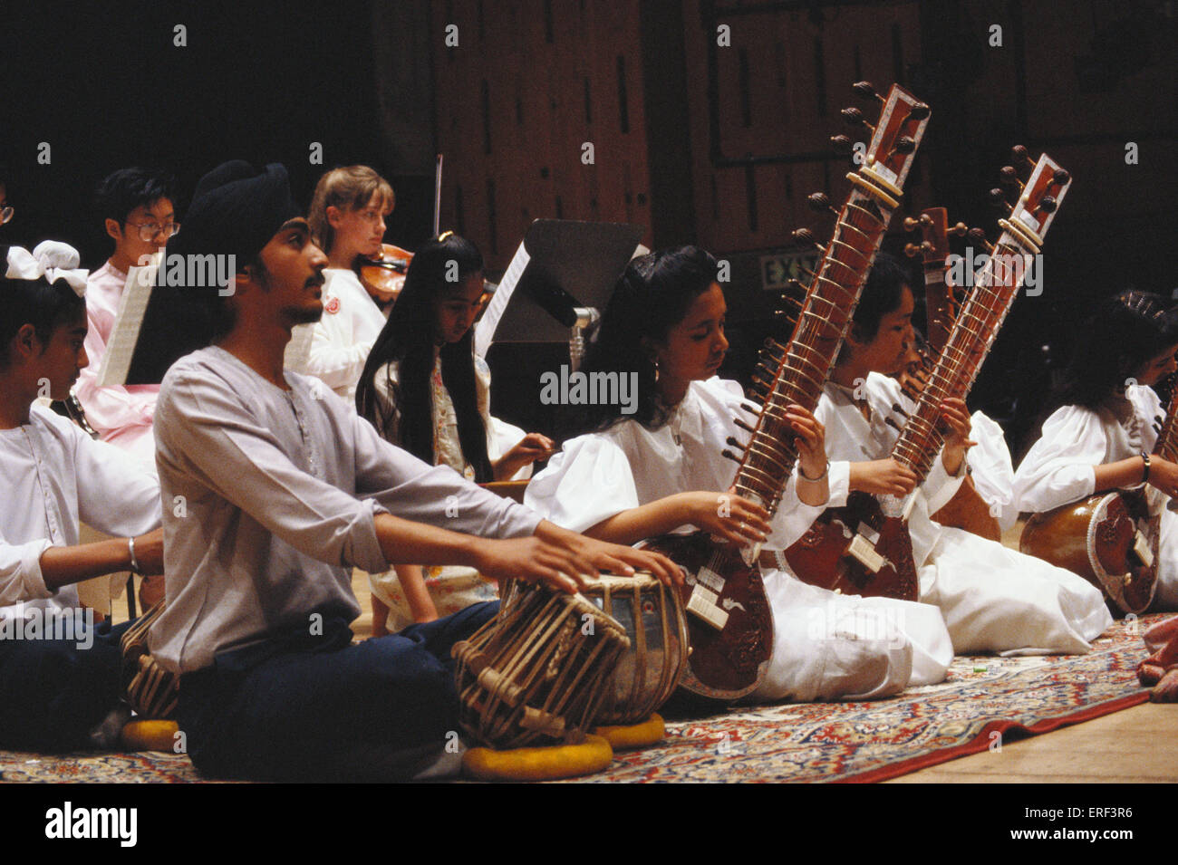 INSTRUMENTS - INDIA Orchestra including SITAR and TABLA ORIGINAL Stock Photo