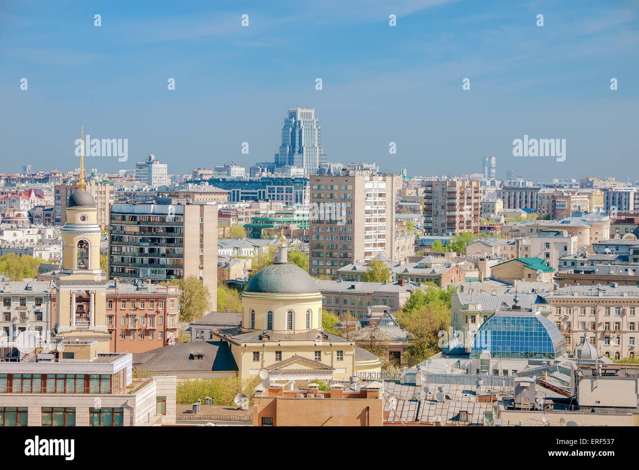 View Presnensky district and the Church of the Ascension. Moscow Stock Photo