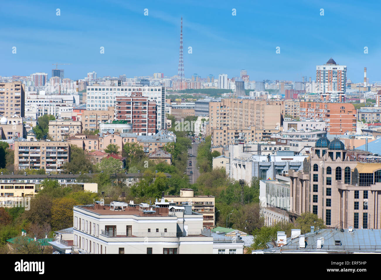 Views of the Presnensky district and street Zamorenova. Moscow Stock Photo