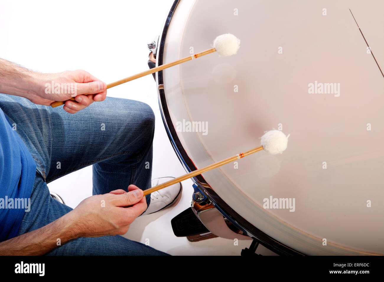 Technical image of the 'thumbs on top' grip used for Timpani playing