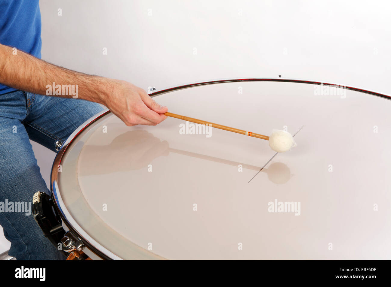 Timpani, playing in the middle of the head no resonance. Technique