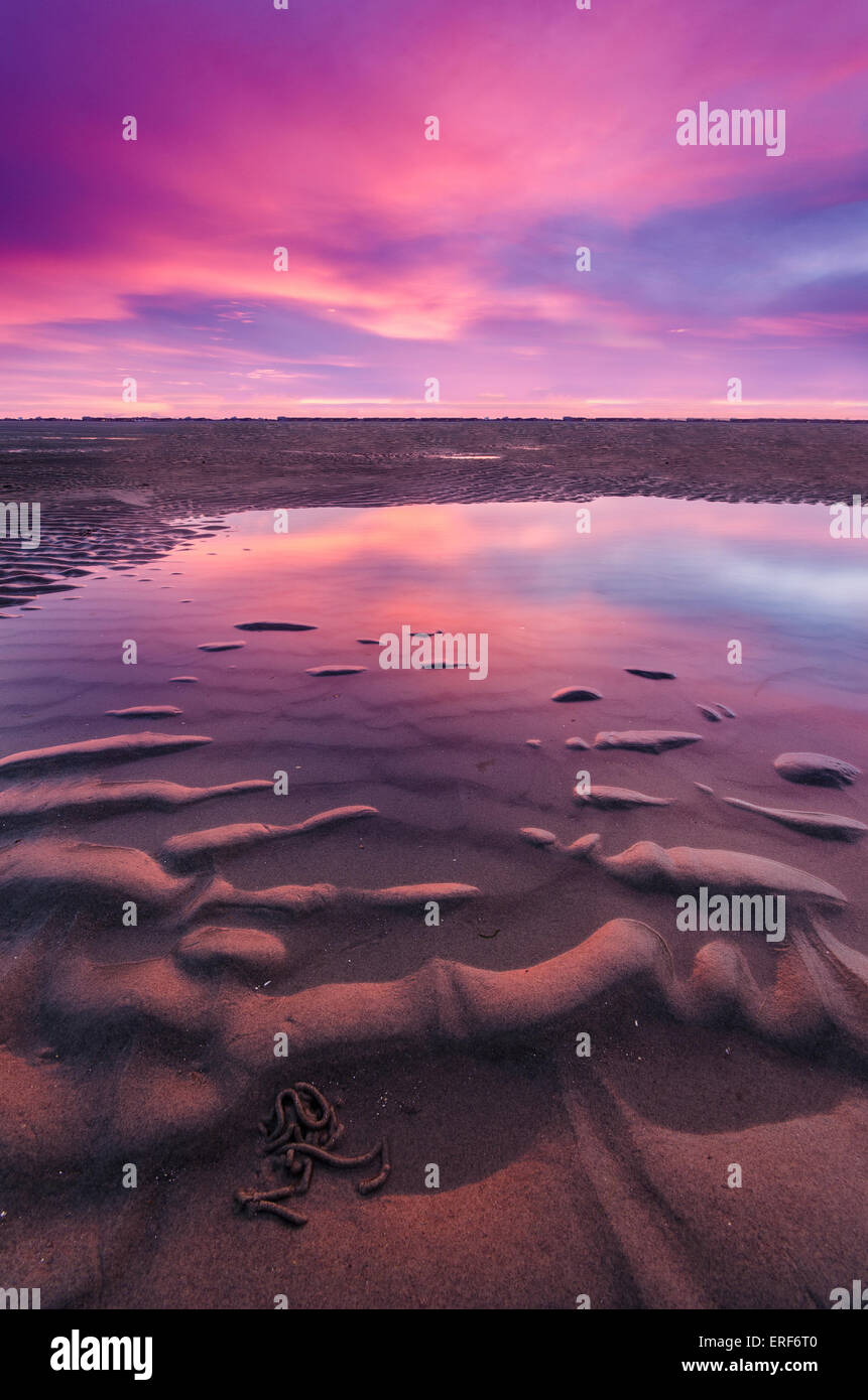 Sandbar at beach, Hayling Island, Blue Flag Beach, Hampshire, England