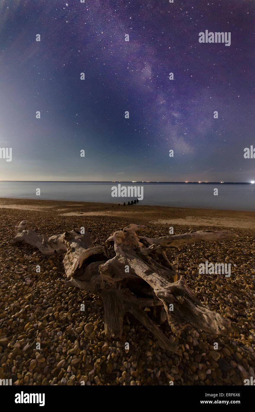 Milky Way and beach, Hayling Island, Blue Flag Beach, Hampshire