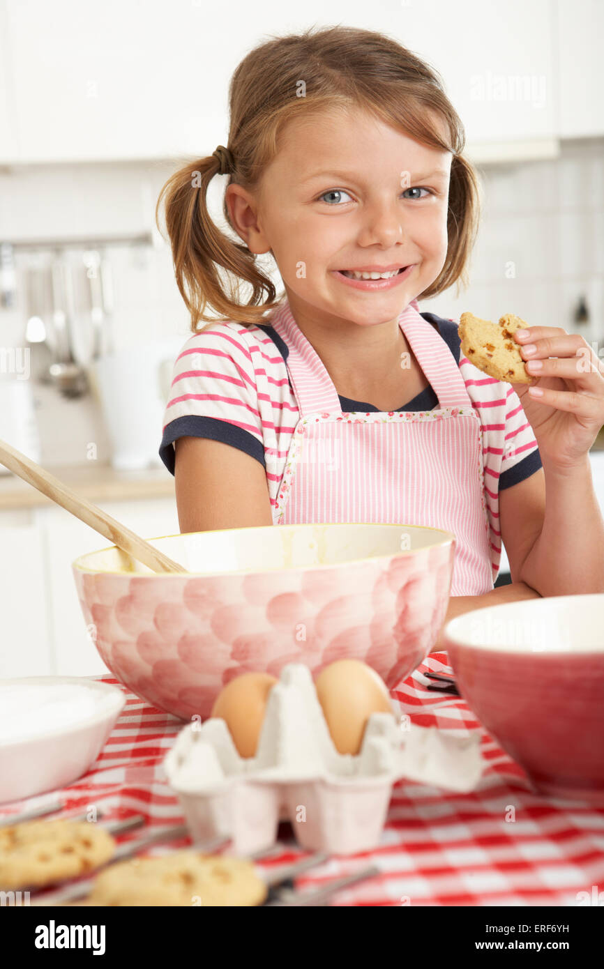 Girl Baking In Kitchen Stock Photo Alamy