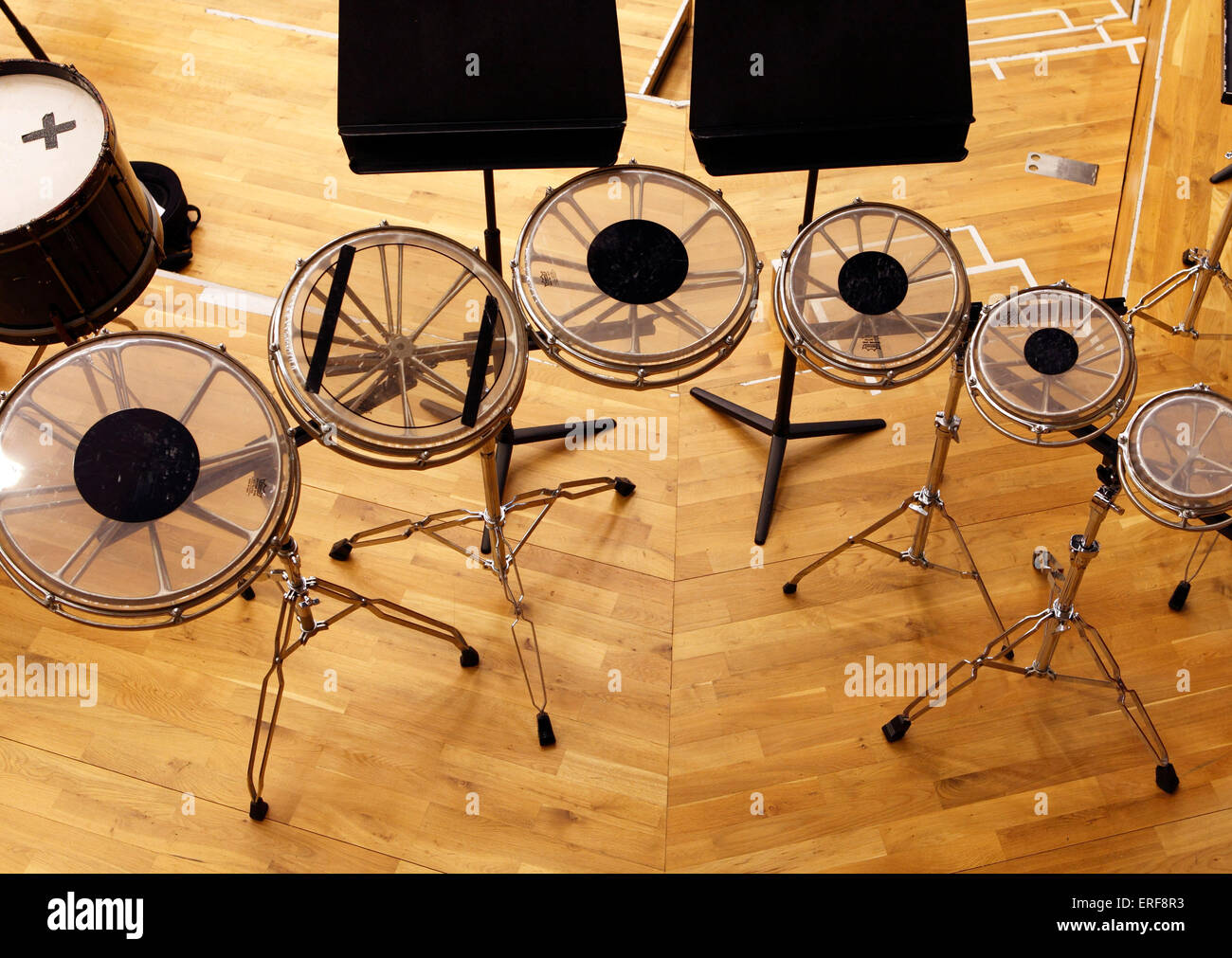 Small set of 6 Roto toms, tunable drums that are rotated to change their  pitch Stock Photo - Alamy