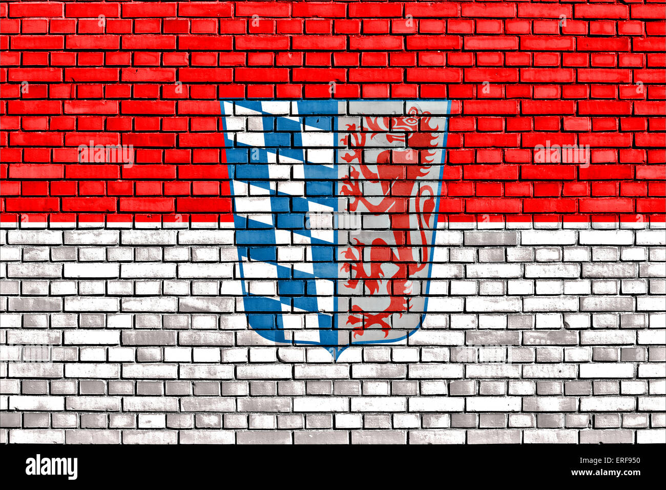flag of Lower Bavaria painted on brick wall Stock Photo