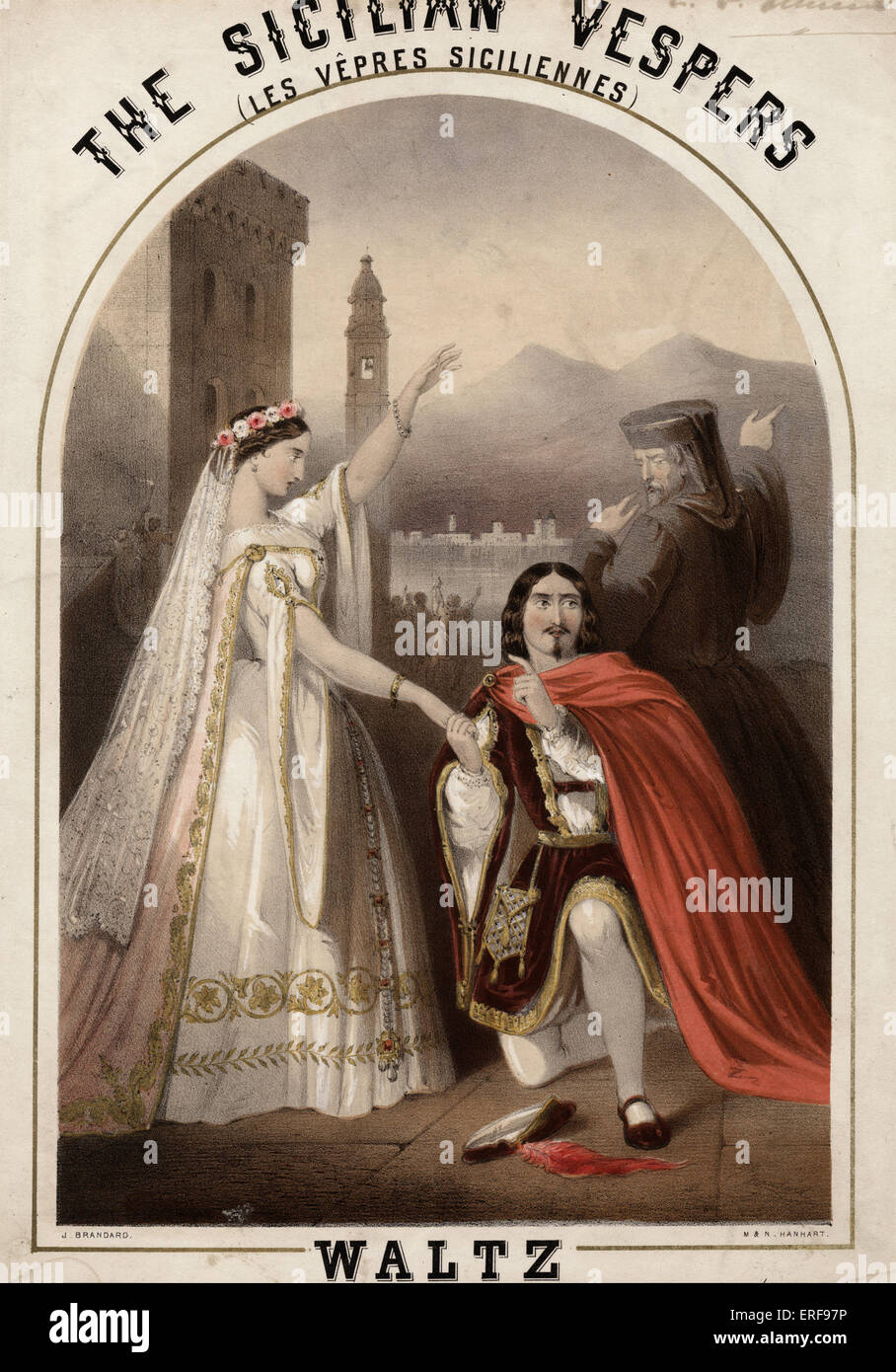 VERDI, Giuseppe - The Sicilian Vespers Front cover of waltz  score from the opera. 1859. Marriage of Helene and Henri.  Italian Stock Photo