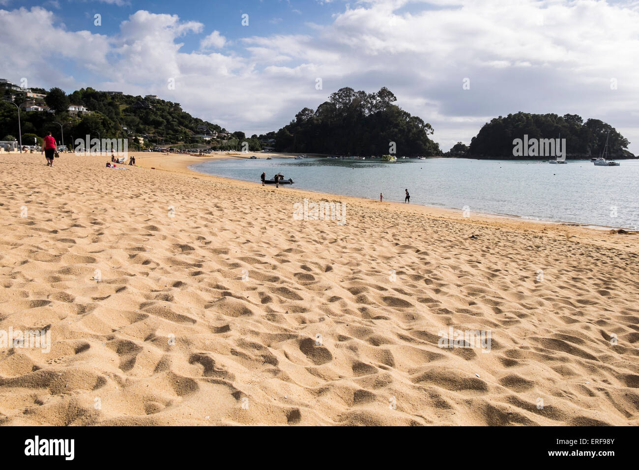 Golden sandy beach at Kaiteriteri in Abel Tasman, New Zealand. Stock Photo