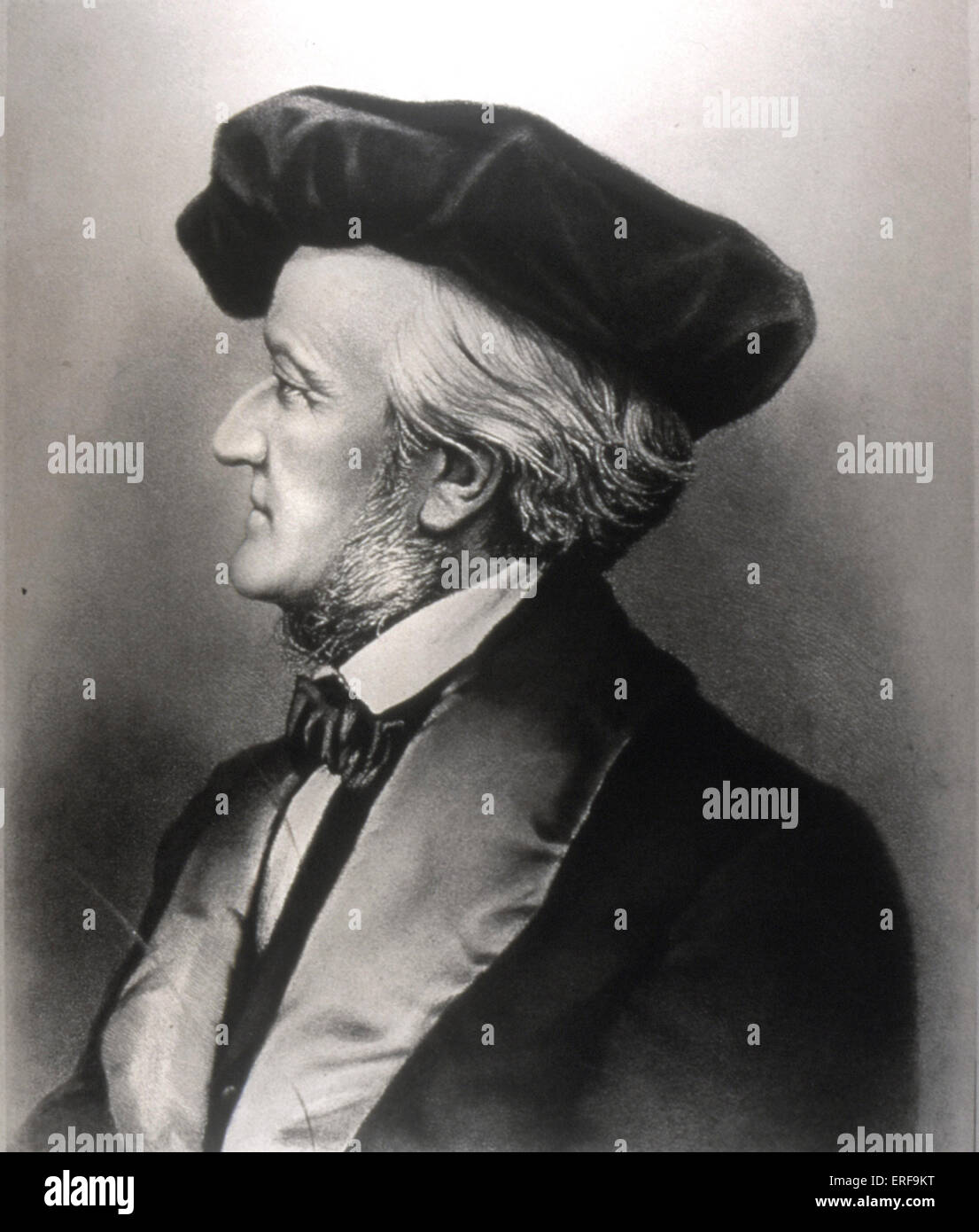 WAGNER, Richard - profile with hat. German composer & author, 22 May 1813 - 13 February 1883. Stock Photo