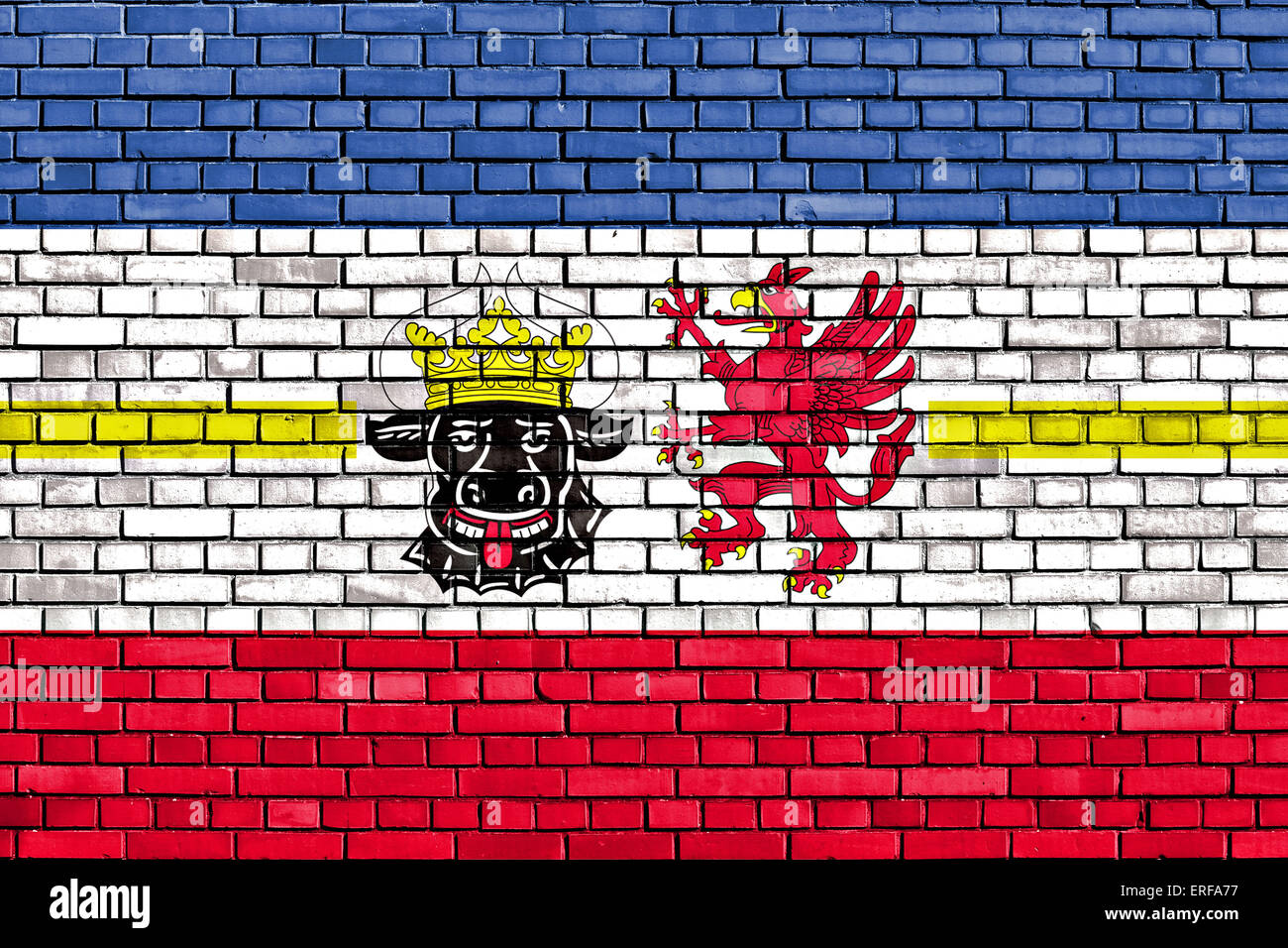 flag of Mecklenburg-Vorpommern painted on brick wall Stock Photo