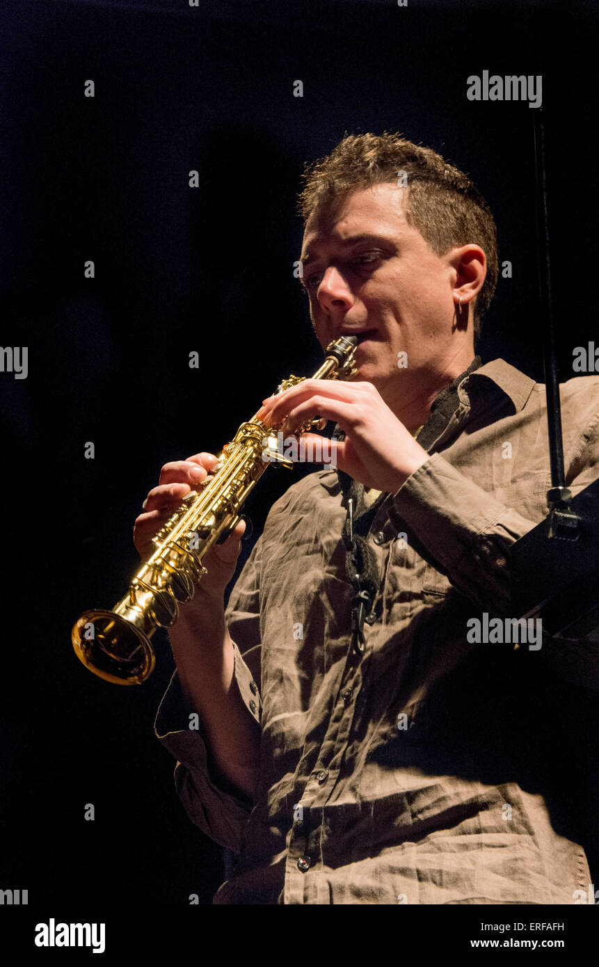 Soprano sax player Stock Photo - Alamy