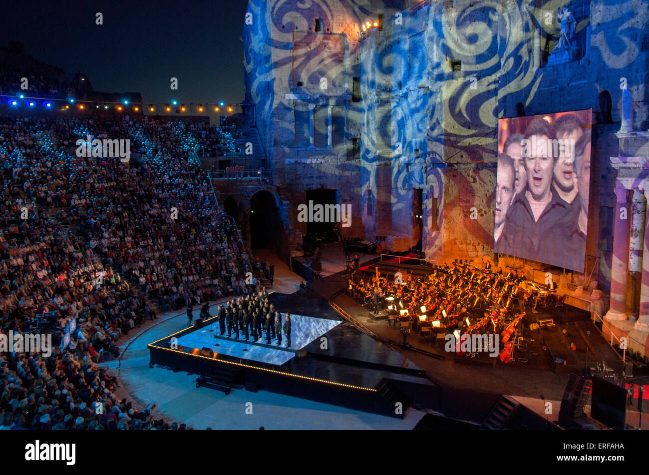 Evening concert on the occasion of National Music Day 2013 in the Roman Theatre of Orange, in France. Stock Photo