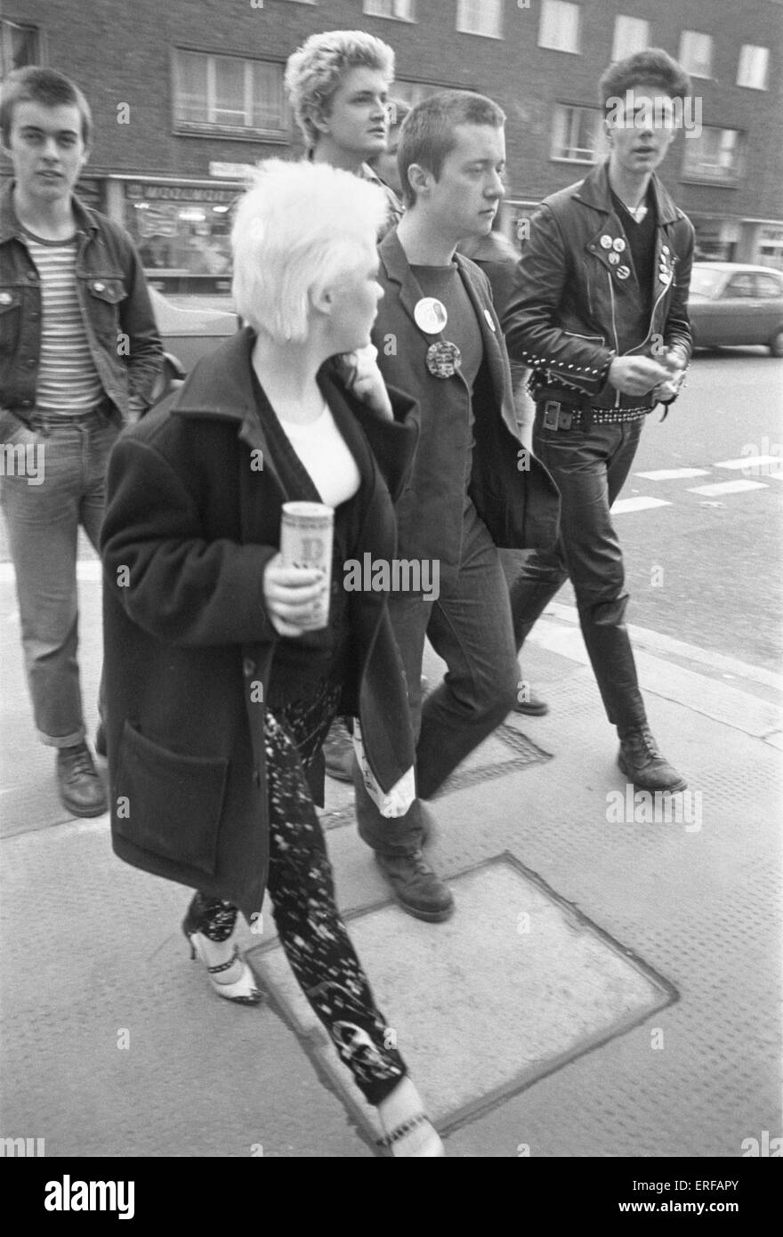 Small group of Punks walking in the King's Road, London, UK, in 1979. Stock Photo