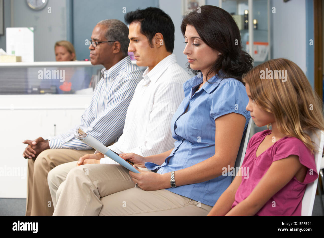 Patients In Doctors Waiting Room Stock Photo