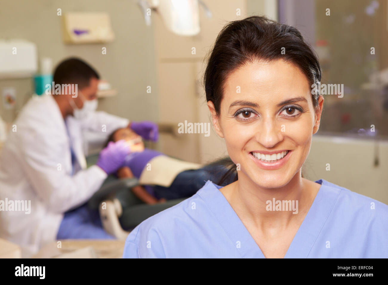 Portrait Of Dental Nurse In Dentists Surgery Stock Photo Alamy