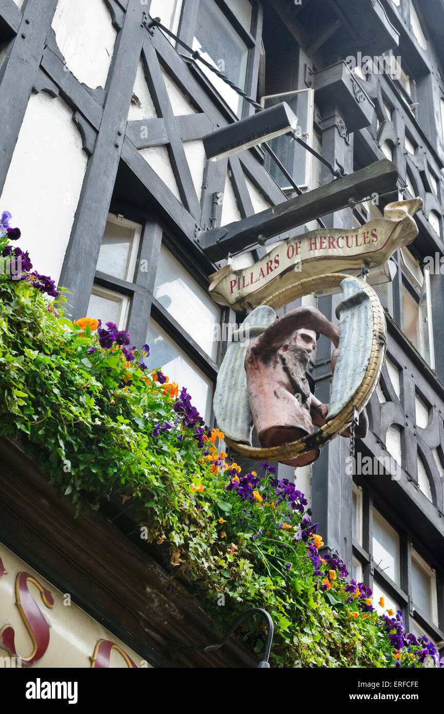 A banner outside the Pillars of Hercules pub, London, England, United