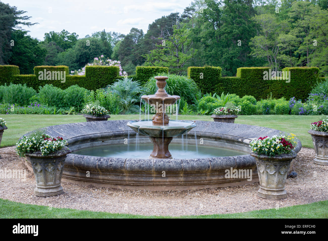 Fountain in an English garden Stock Photo