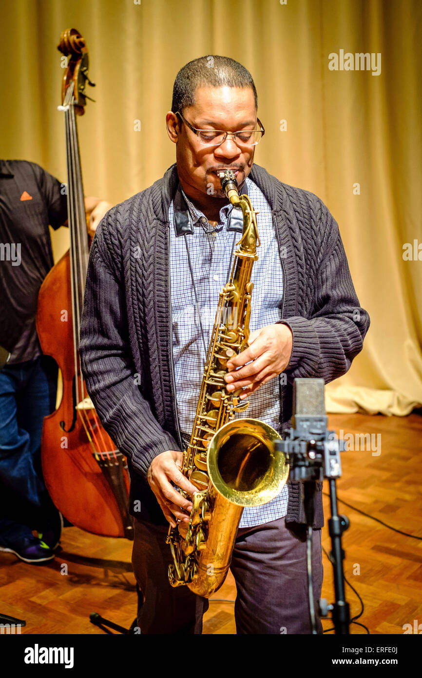 Ravi Coltrane (son of John Coltrane) playing tenor during sound checks at  the Turner Sims Concert Hall in Southampton, England Stock Photo - Alamy