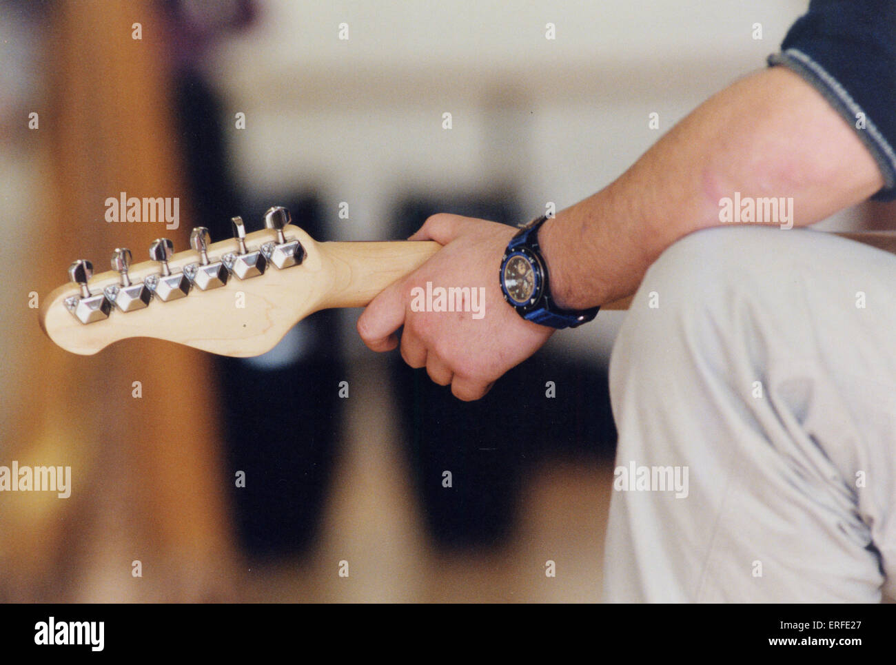 Electric Guitar detail, showing tuning pegs Stock Photo Alamy