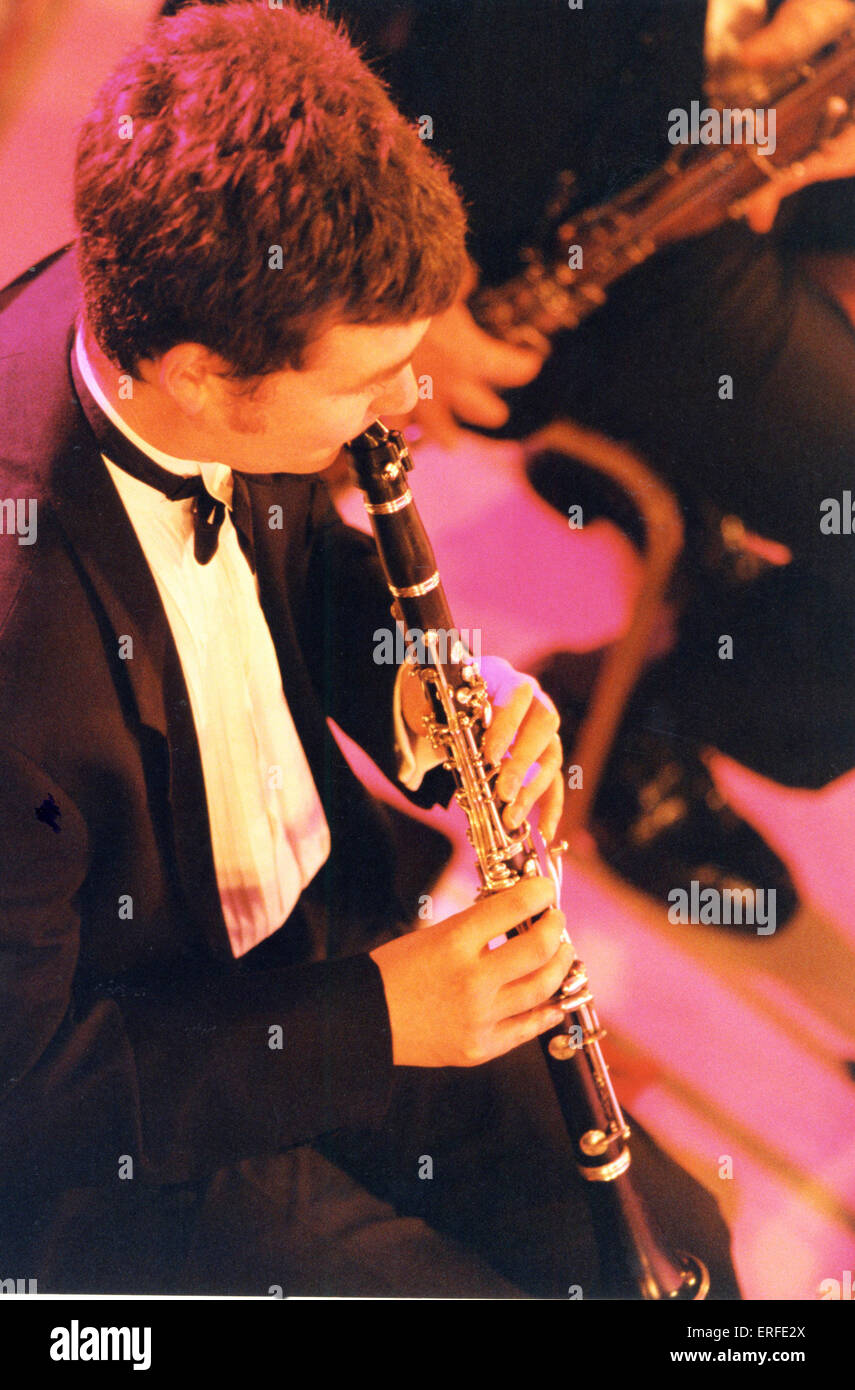 Robert Plane (Principal Clarinettist, BBC  National Orchestra of Wales) playing Clarinet in concert colour tint Stock Photo