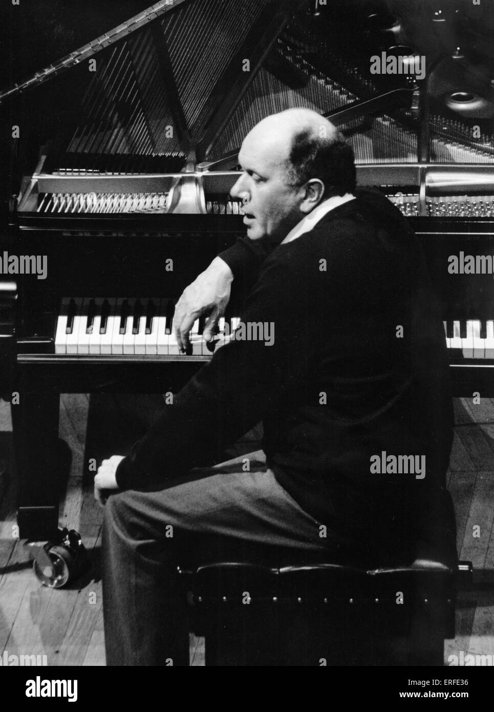 John Lill -  English pianist In rehearsal with BBC Wales Orchestra now at St Davids Hall, Cardiff.    b.1944 Stock Photo