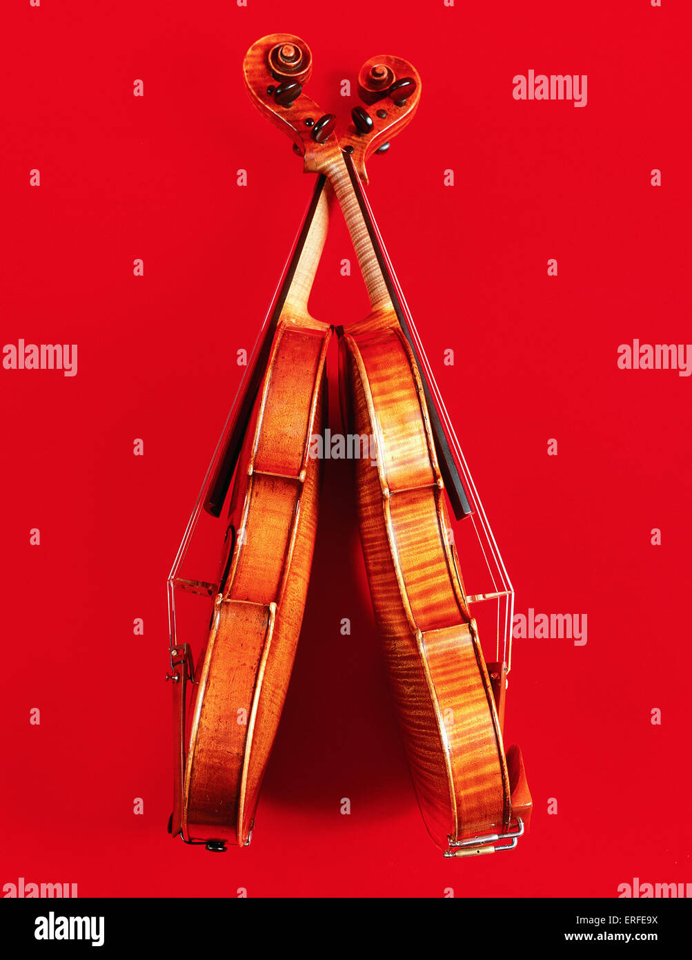 INST STRINGS violin general two violins side view. Pictured on