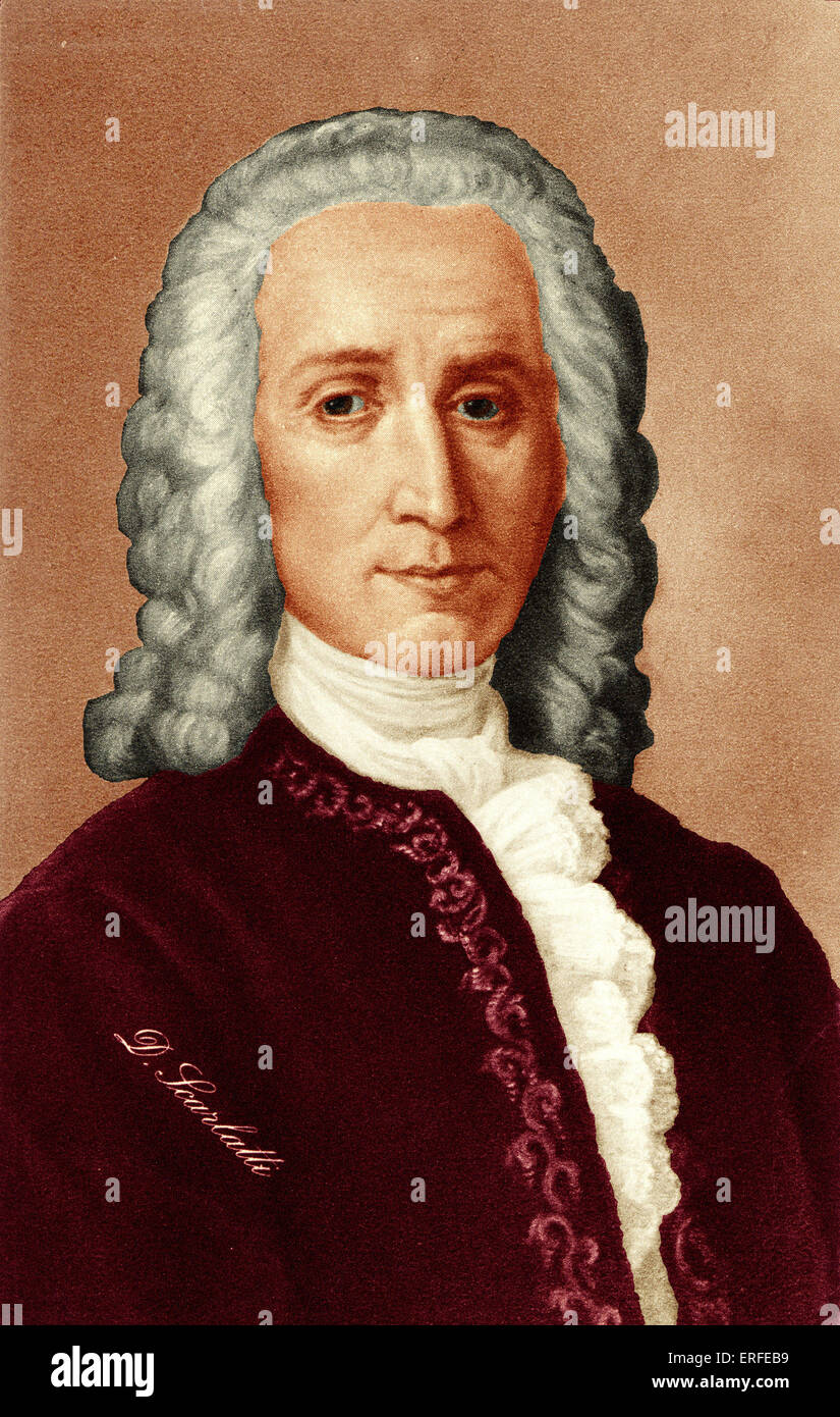 Domenico Scarlatti portrait. Colour version. Harpsichordist and composer 1685-1757 Stock Photo