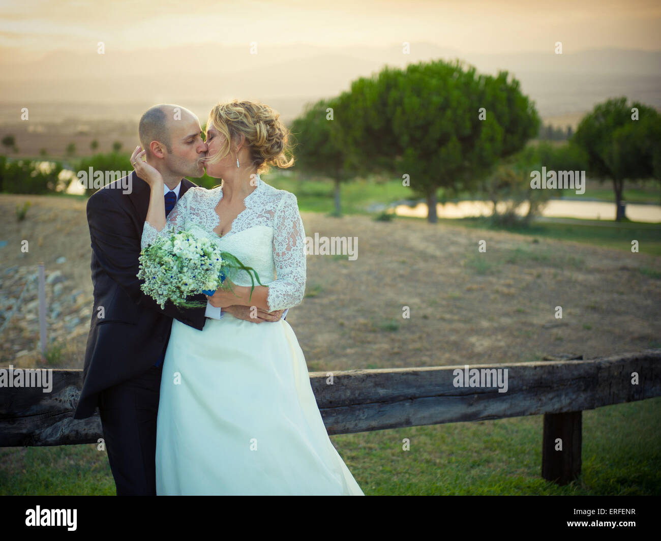 Beautiful newlyweds hugging smiling hi-res stock photography and images ...