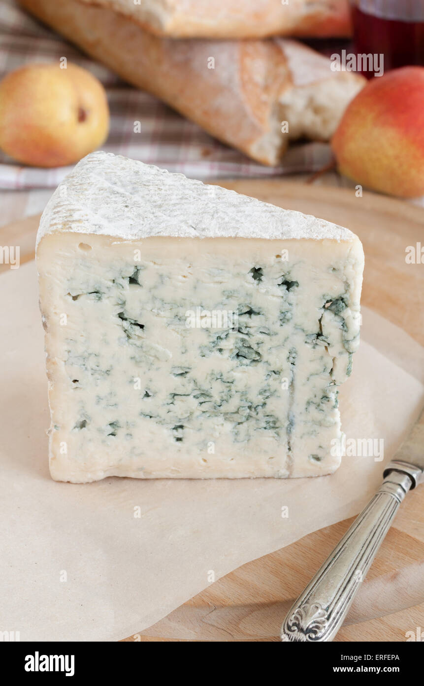Bleu d'Auvergne a French blue cheese originating in the Auvergne region of France Stock Photo