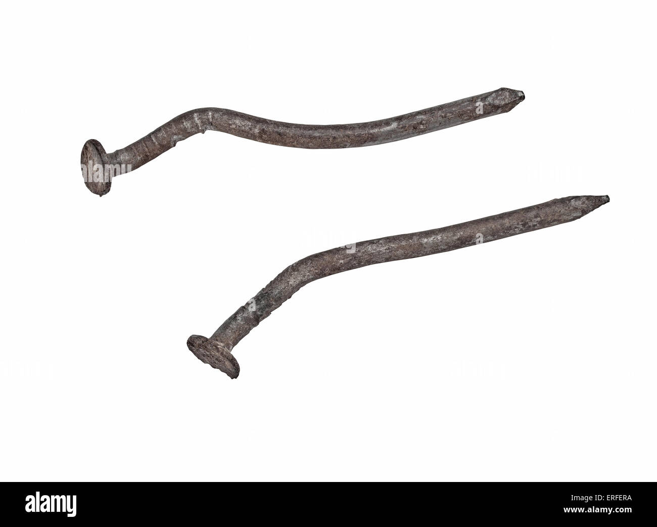 vintage rusty nails isolated over white, clipping path Stock Photo Alamy