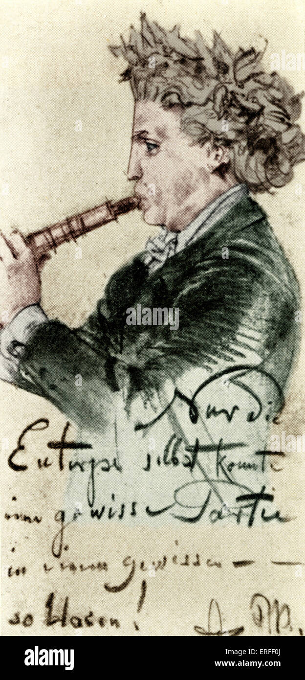 Muhlfeld,R by  Menzel Richard Muhlfeld (1856-1907)  drawing by Adolph von Menzel 1891.  German clarinettist.  1st clarinettist Stock Photo