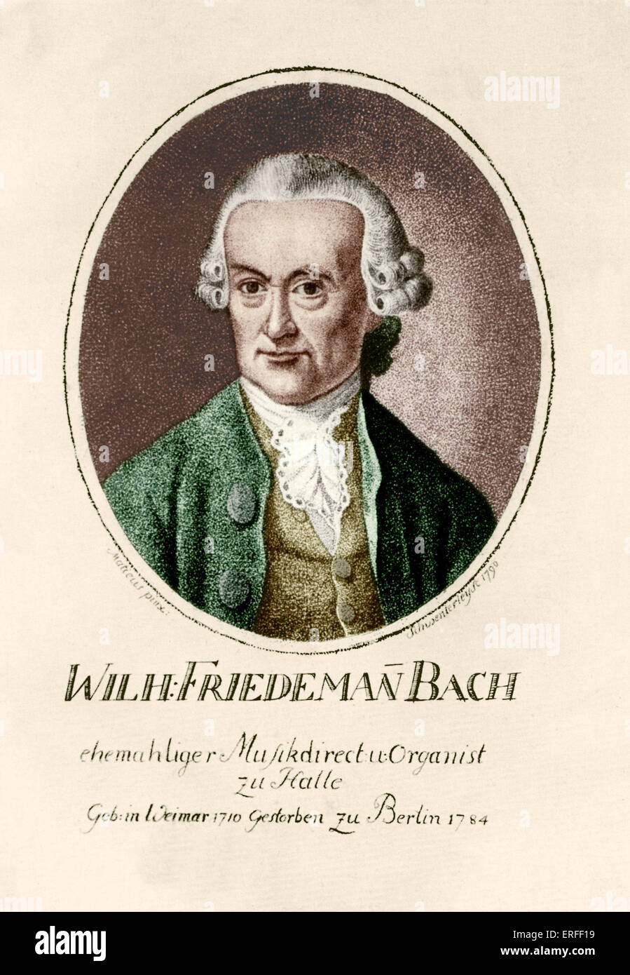 Wilhelm Friedemann Bach, portrait.  Eldest son of JS Bach and Maria Barbara. German Composer and organist., 1710-1784. Stock Photo
