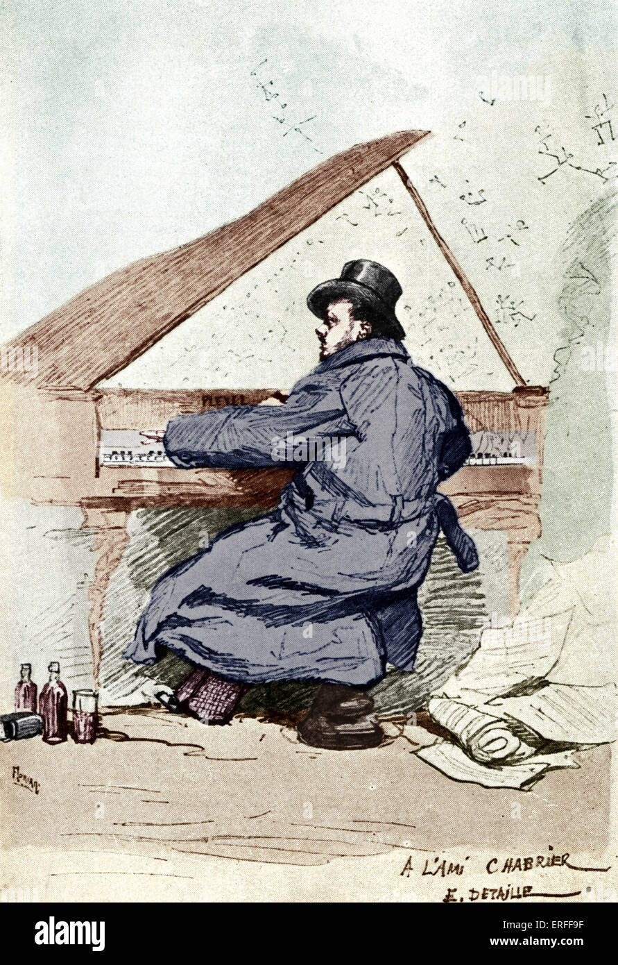 CHABRIER, Emmanuel   at the piano. French composer, (1841-1894) Stock Photo