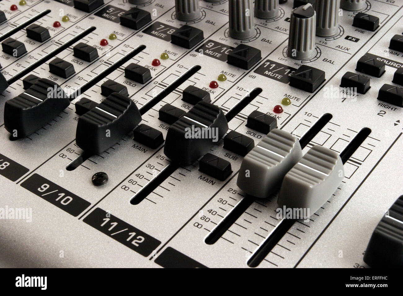 Mixing desk Faders Stock Photo Alamy