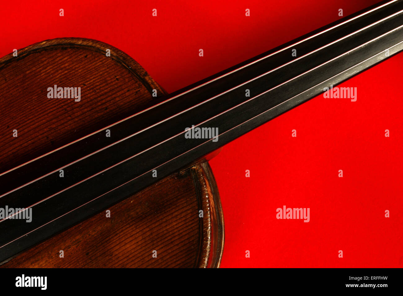 Violin neck fingerboard and strings,19th century English violin red
