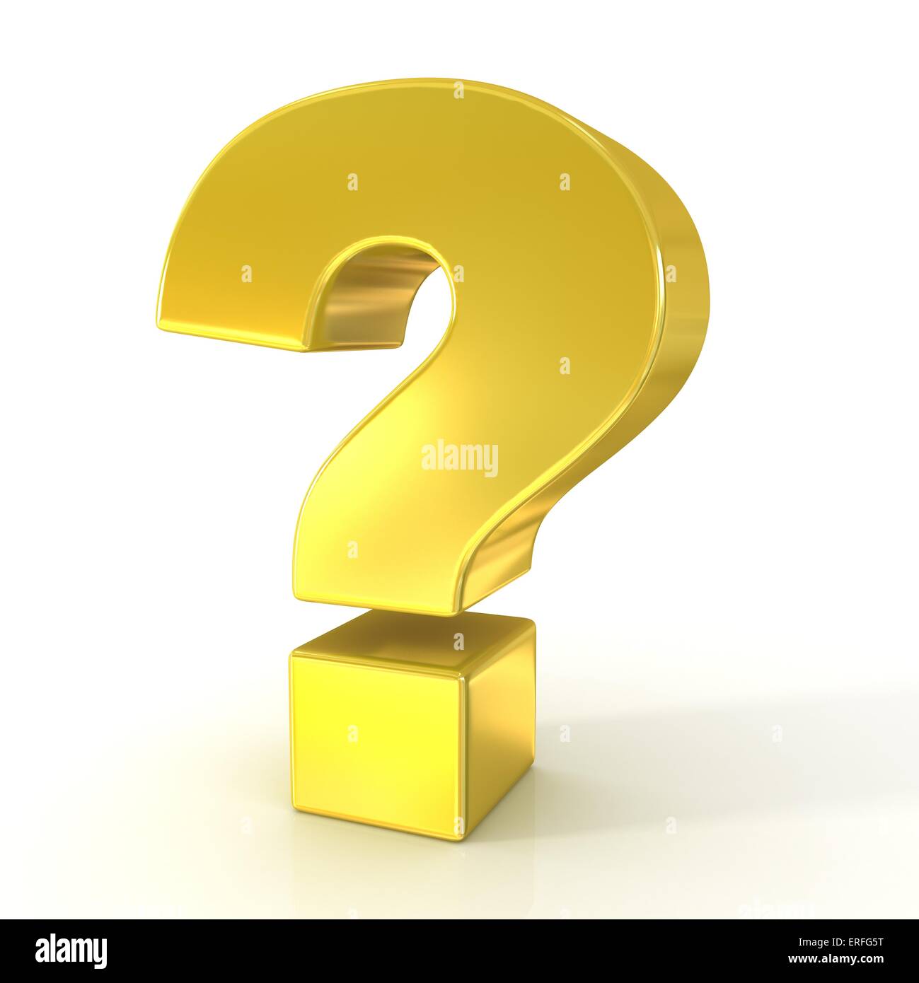 Question mark 3d golden sign isolated on white background Stock Photo
