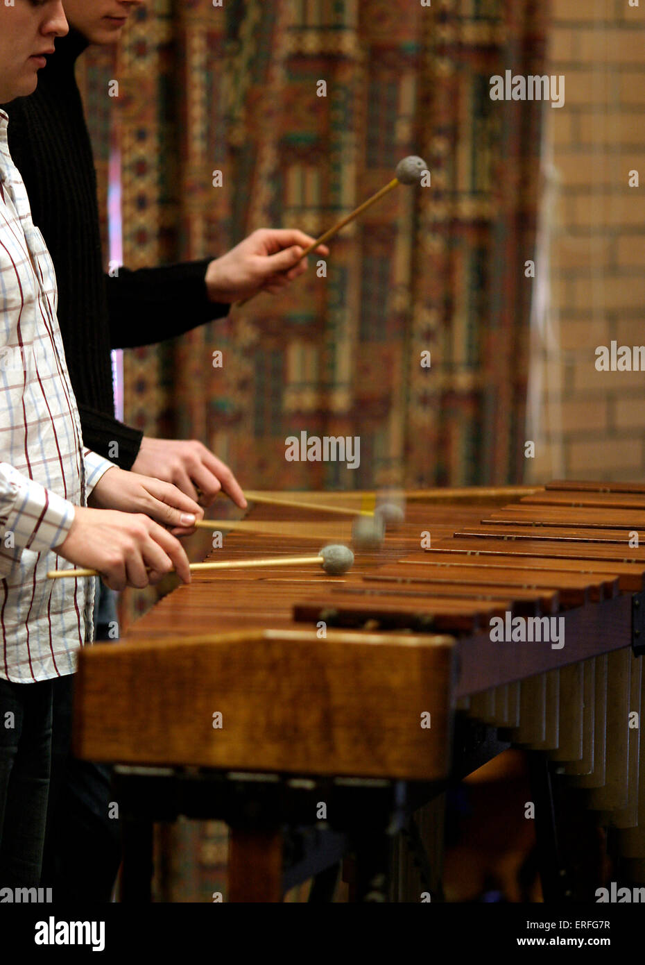 Marimba - being played by two people Stock Photo