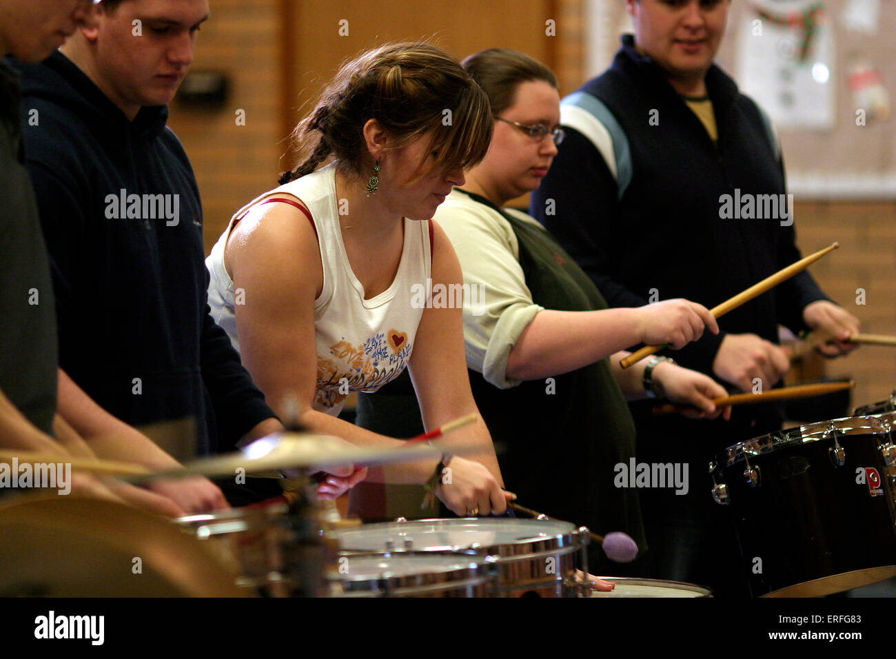 Percussion section rehearsal Stock Photo Alamy