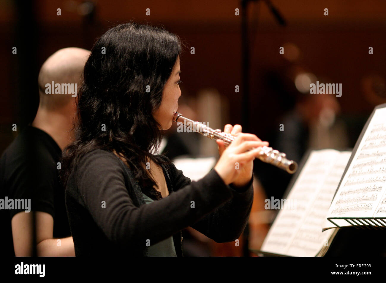 Flautist / flutist player in playing position Stock Photo Alamy