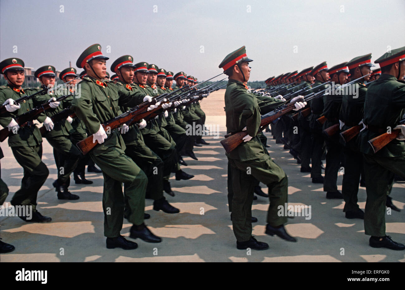 Peoples Liberation Army officers drilling at Shijiazhuang Military